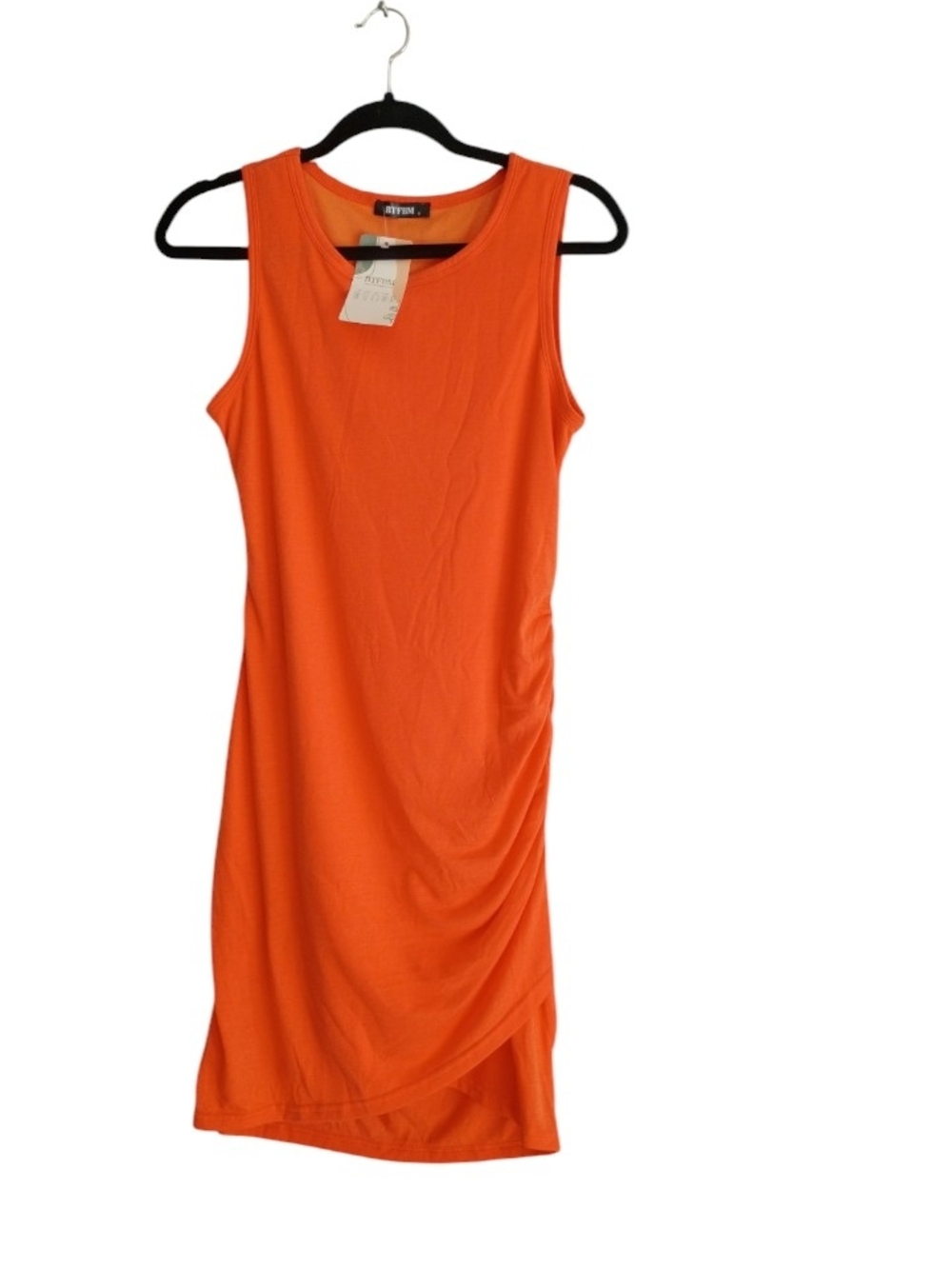 BTFBM Sleeveless Orange Sheath Dress Side Ruching SZ S NWT